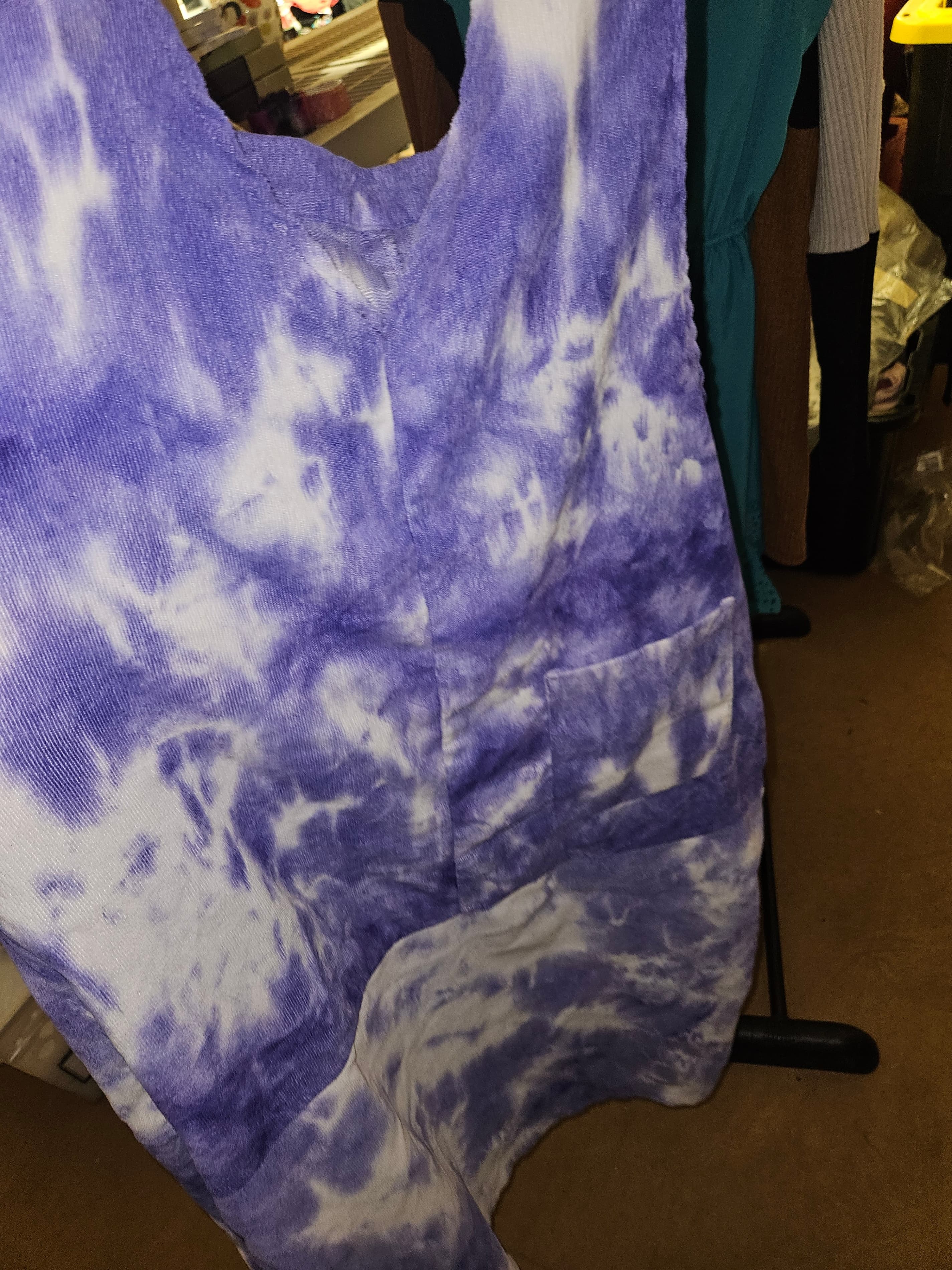 Purple Tie-Dye Sleeveless Dress with Pocket