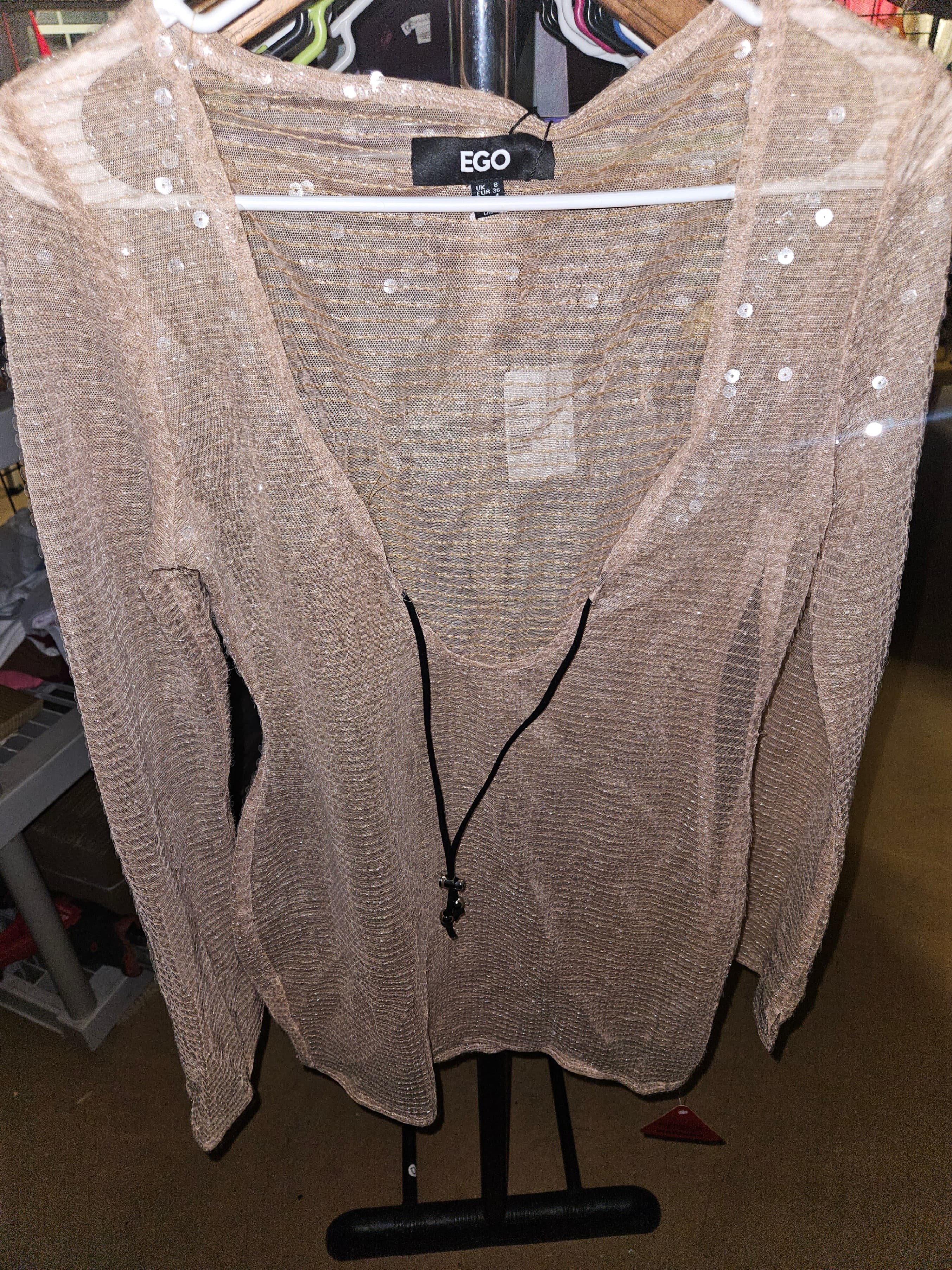 EGO Sequin Long Sleeve Top Size L