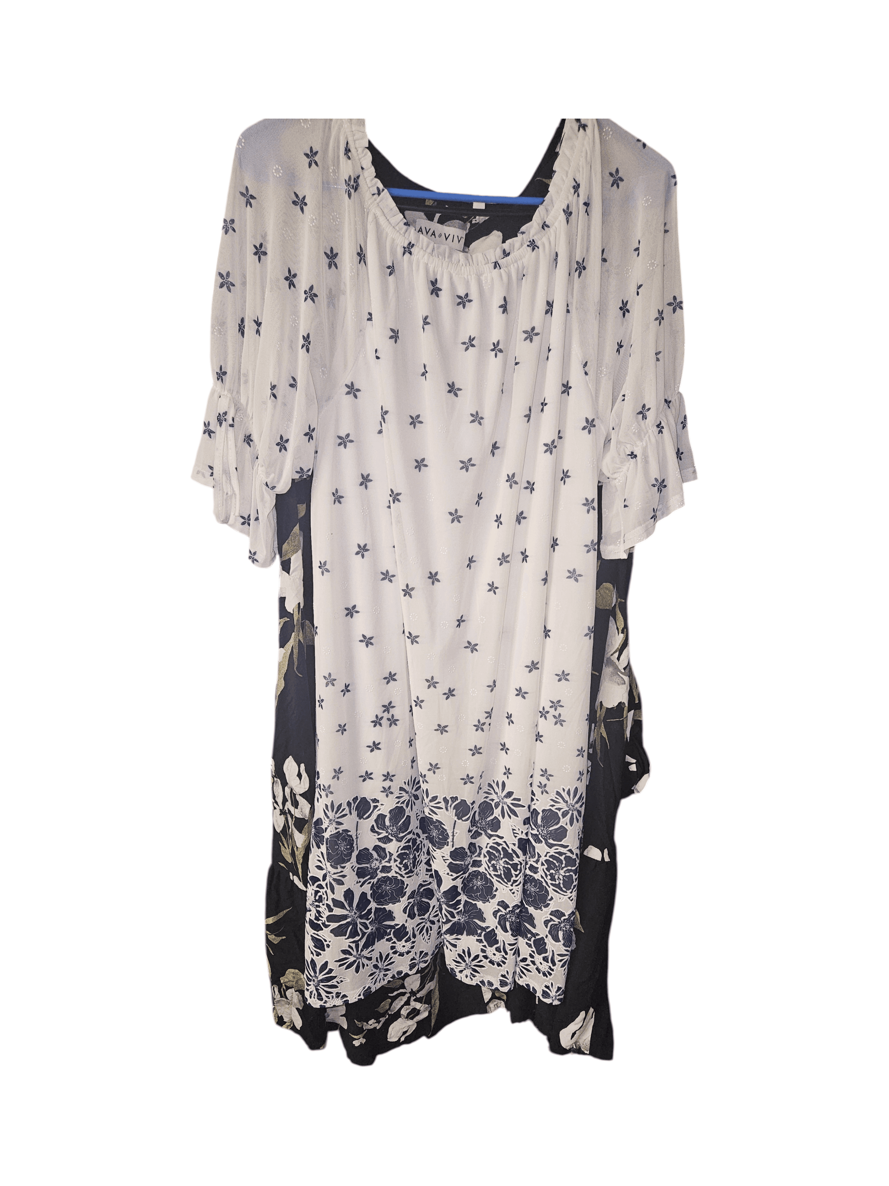 Ava & Viv Floral Print Dress with Ruffle Sleeves
