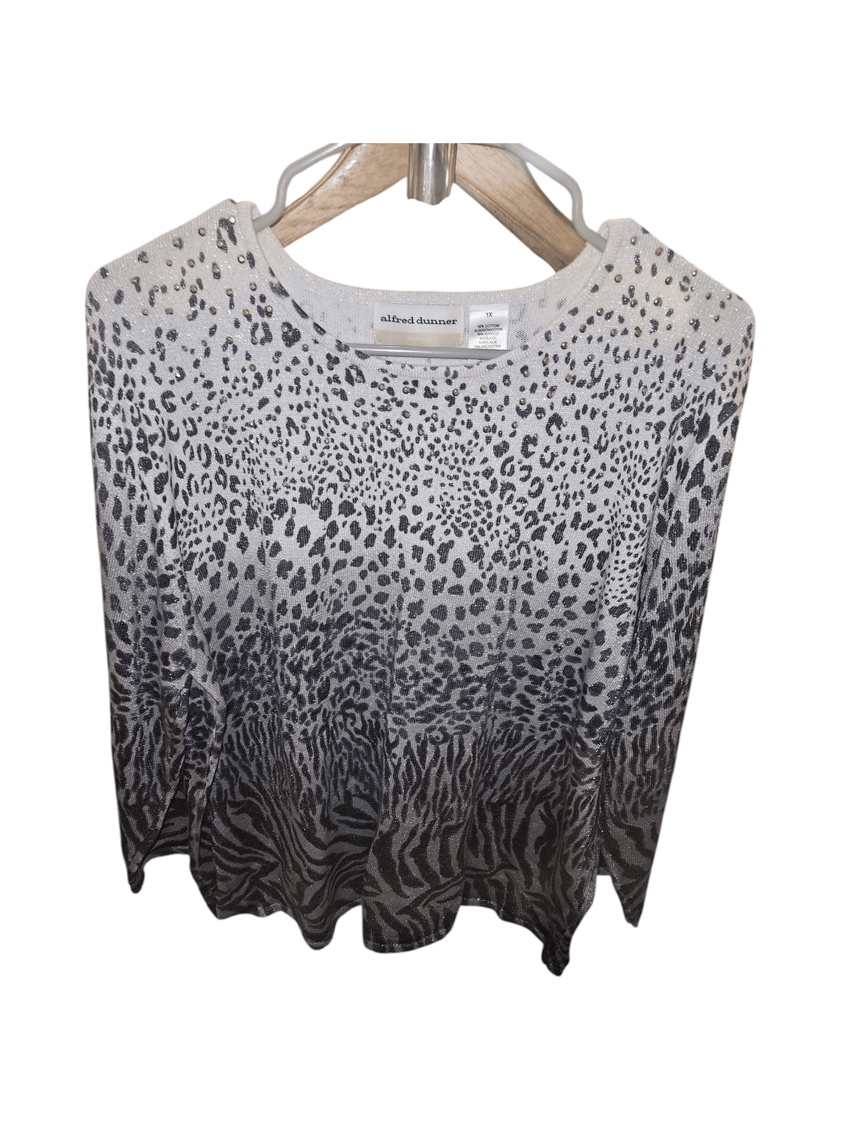 Alfred Dunner Animal Print Long Sleeve Top XL
