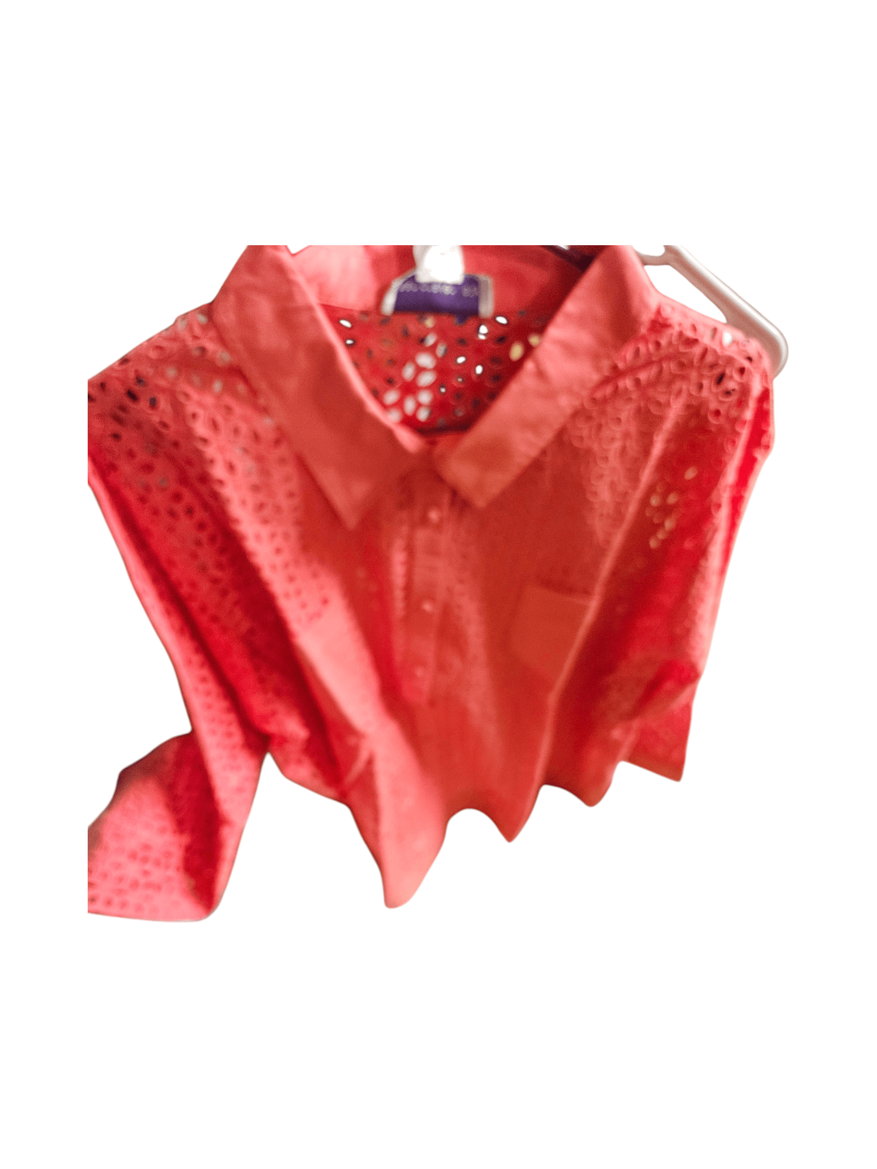 Ladies Sleeveless Lace Blouse - Coral