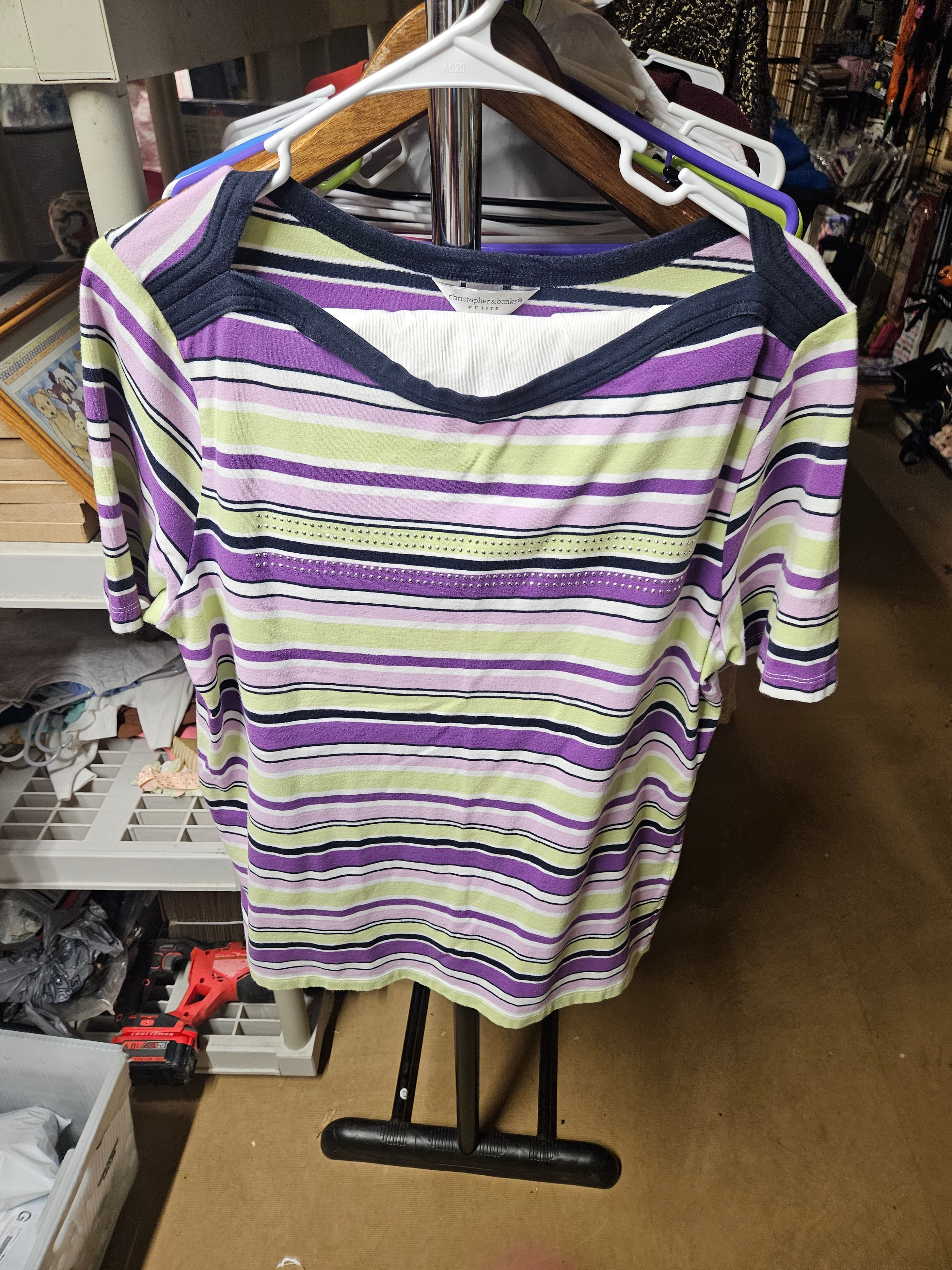 Christopher & Banks Striped Short Sleeve Top