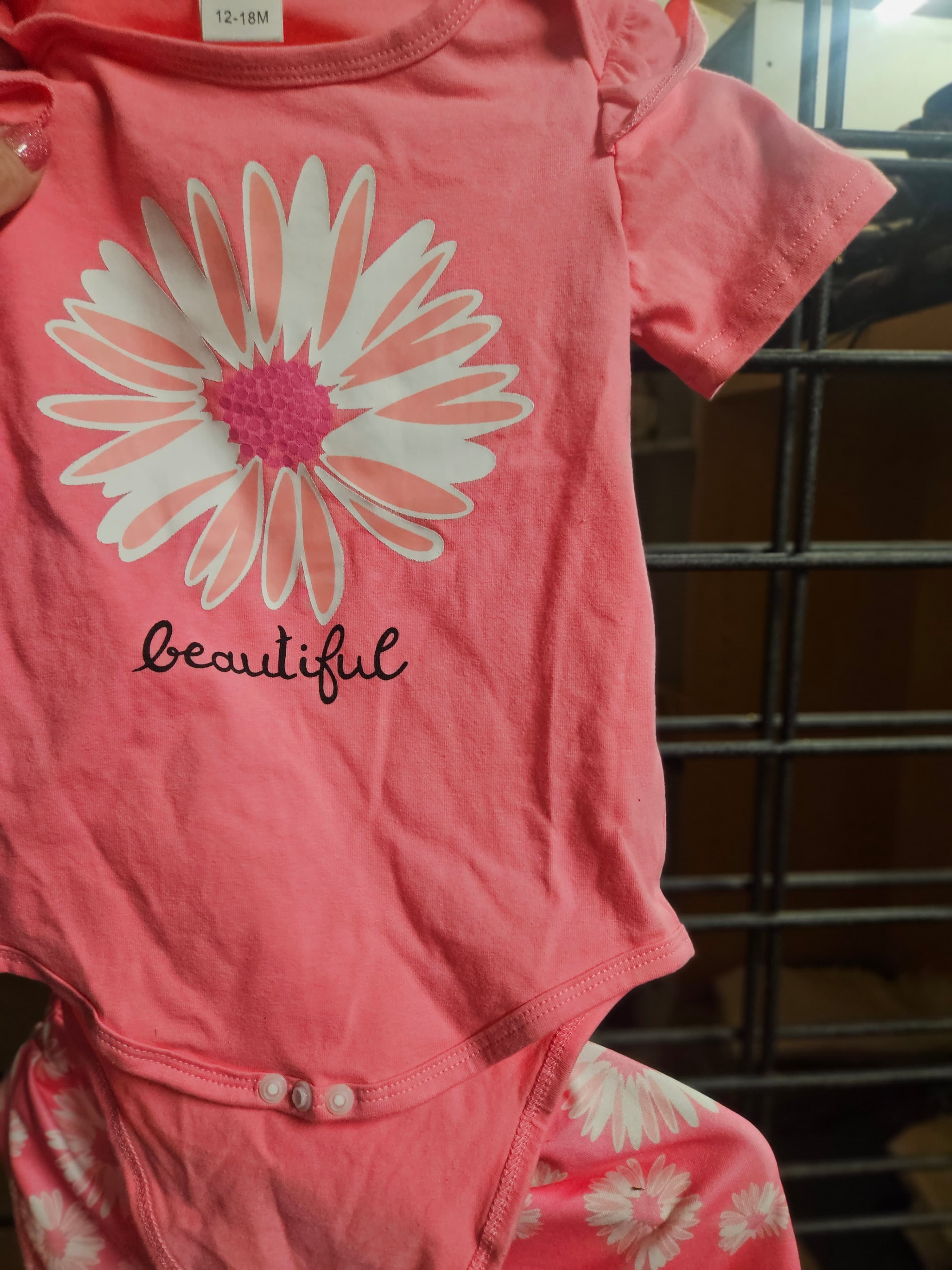 Baby Girl Floral Onesie 12-18M Pink 2 piece
