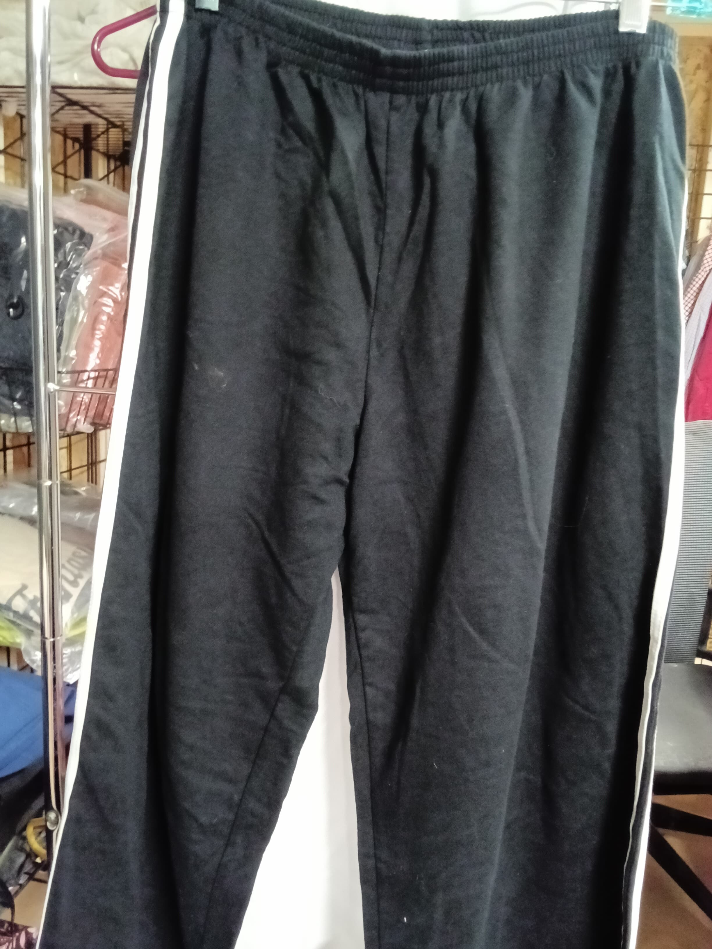 Blue On Blue Black Track Pants with White Stripes