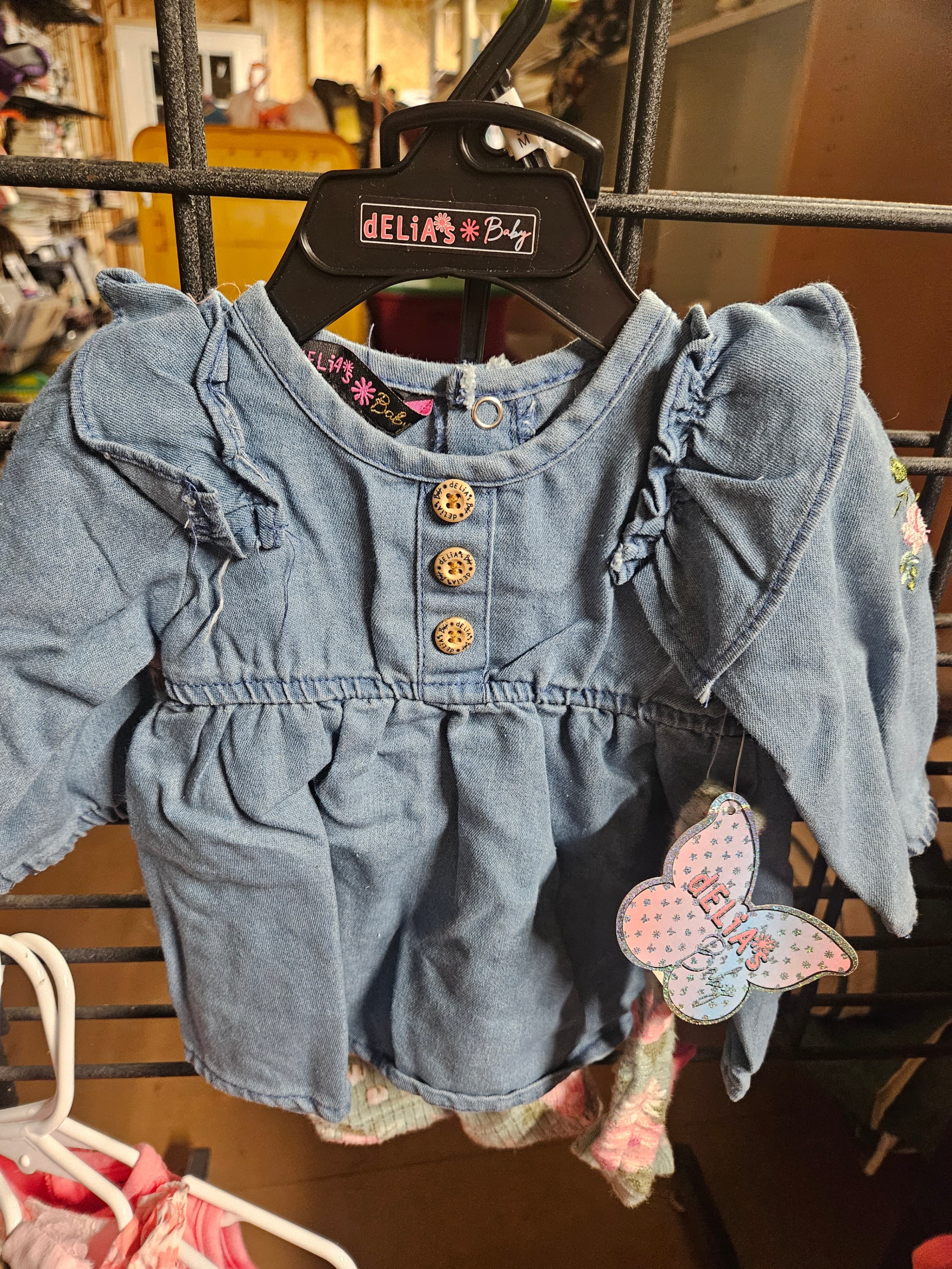 Delia's Baby Denim Dress with Ruffle Sleeves