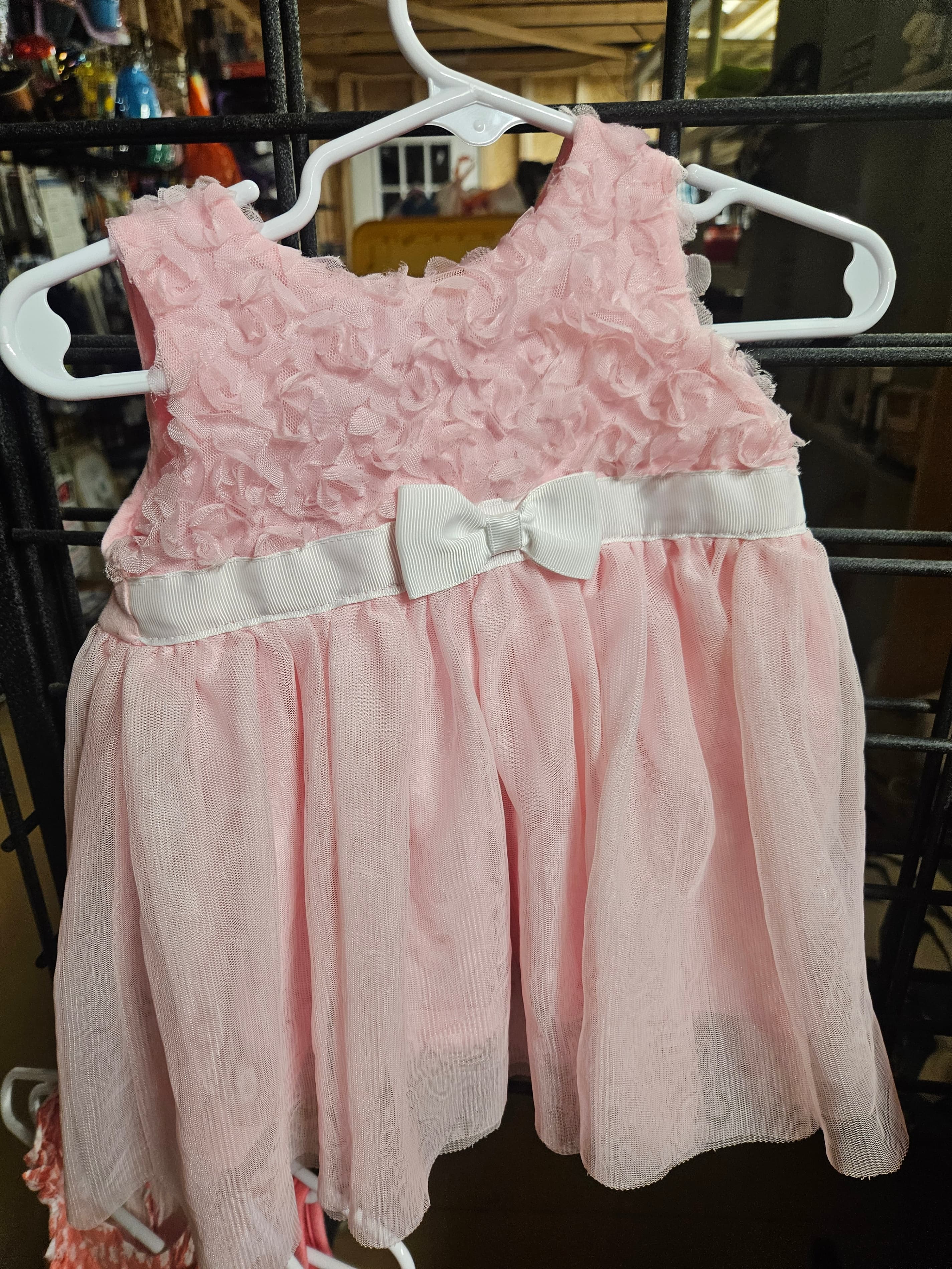 Pink Sleeveless Baby Dress with Bow Detail