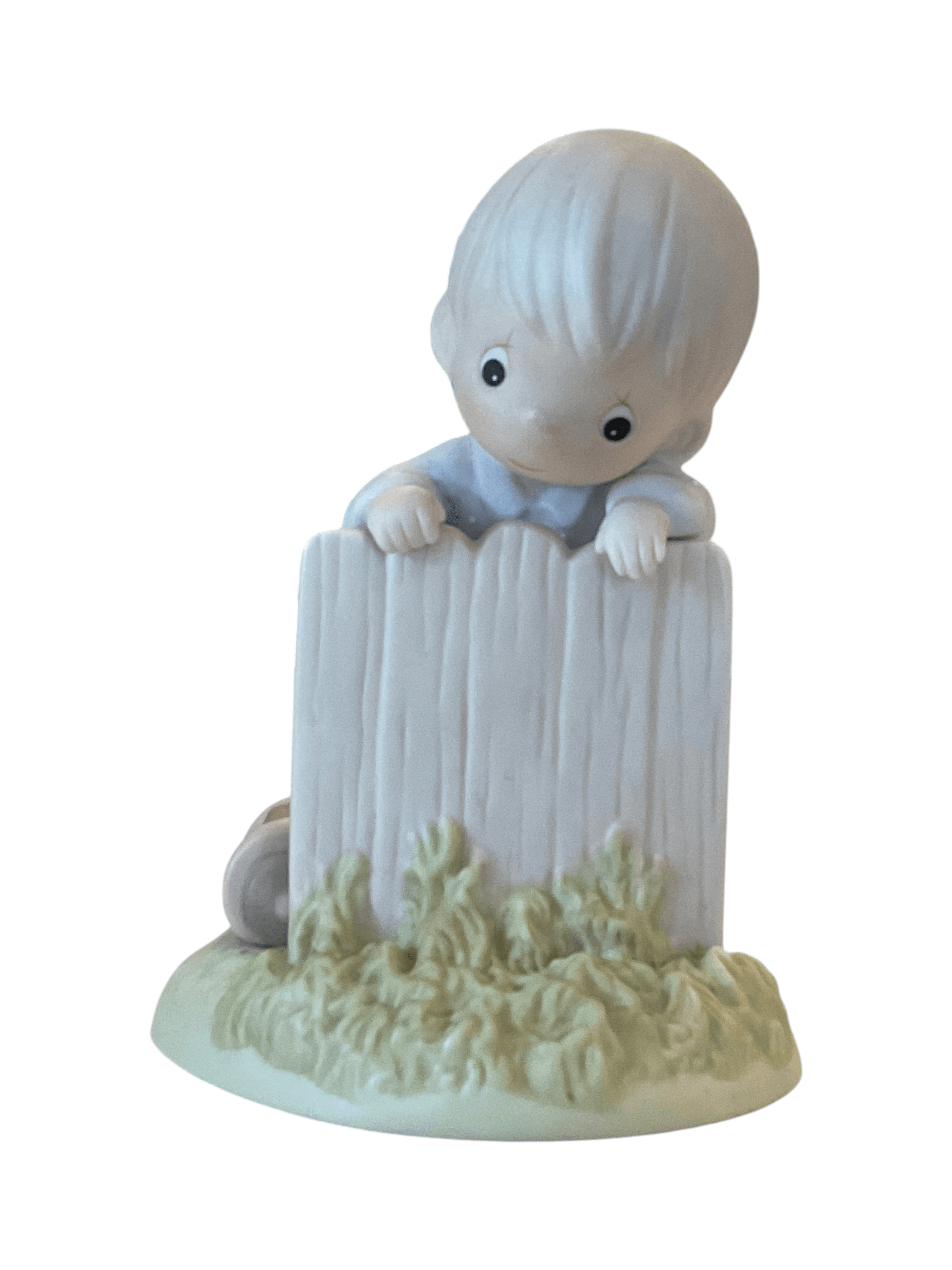 Precious Moments Figurine โIt May Be Greener, But Itโs Just As Hard To Cutโ 1995