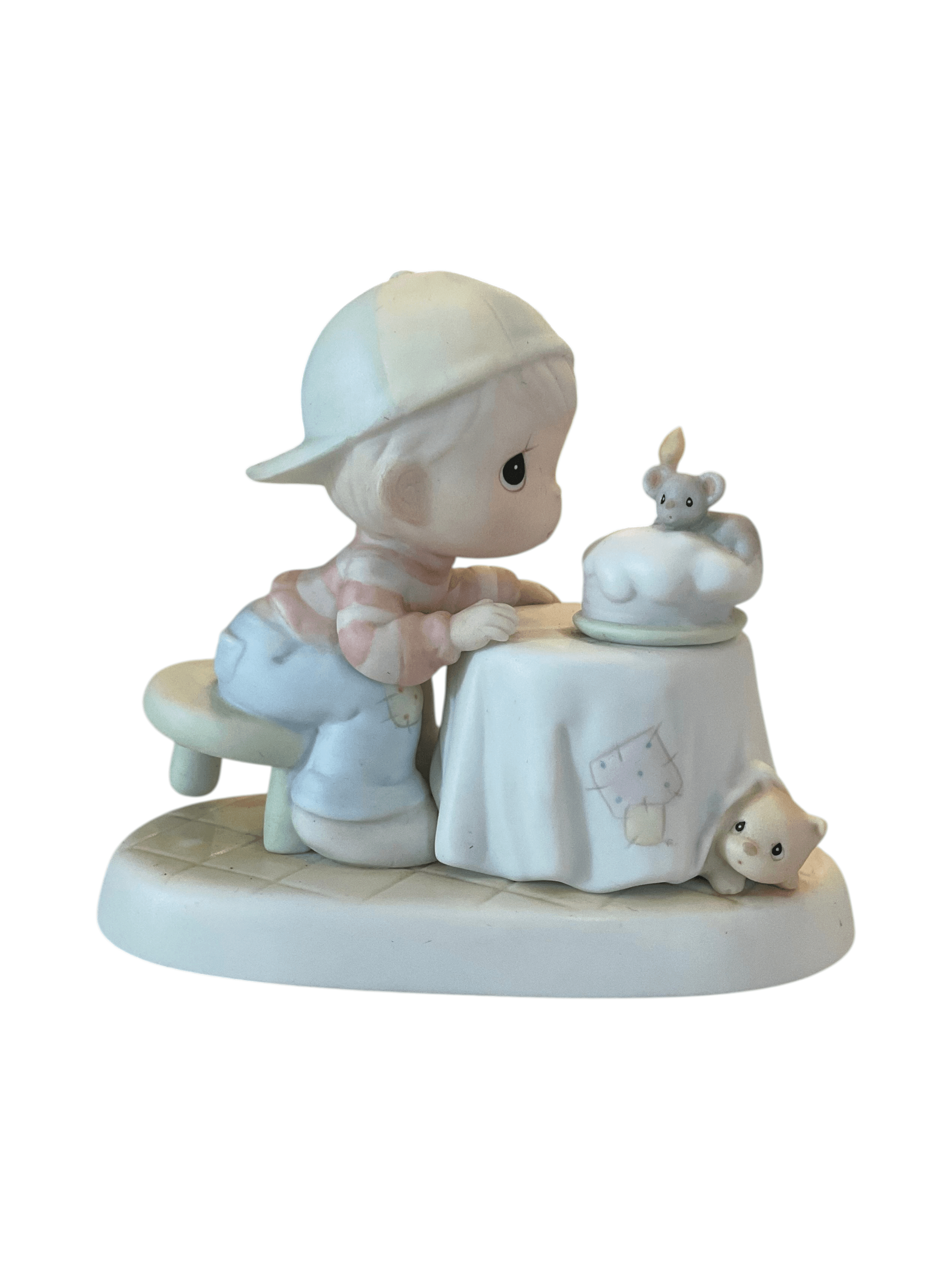 Precious Moments Figurine Boy with Cake and Mouse