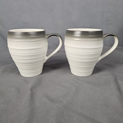 Mikasa Mug Gray Swirl Ombre Graphite 18oz Large Set of 2