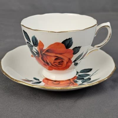 Vintage Royal Vale England Tea Cup & Saucer With Flowers Ridgeway Potteries LTD
