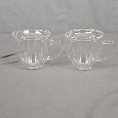 JoyJolt Mickey Mouse Head 5.4oz Set 2 Double Wall Coffee Glasses 3D Espresso Cup