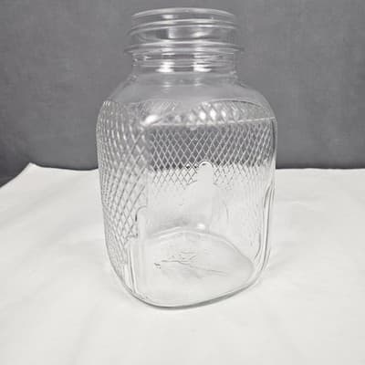 Vintage Owens-Illinois Square Glass Jar Diamond Pattern 1 qt. #2