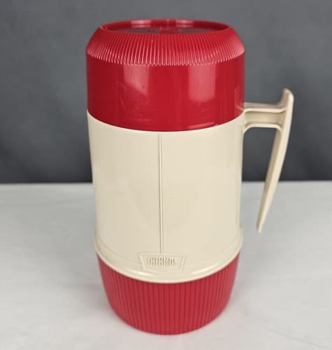 Thermos Wide Mouth Glass One Pint 6202 King Seely Vacuum Bottle Vintage Red
