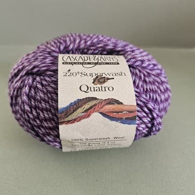 Cascade Yarns 220 Superwash Quatro Color 1959 Purple Mix 100% Wool, 3.5oz, 220yd