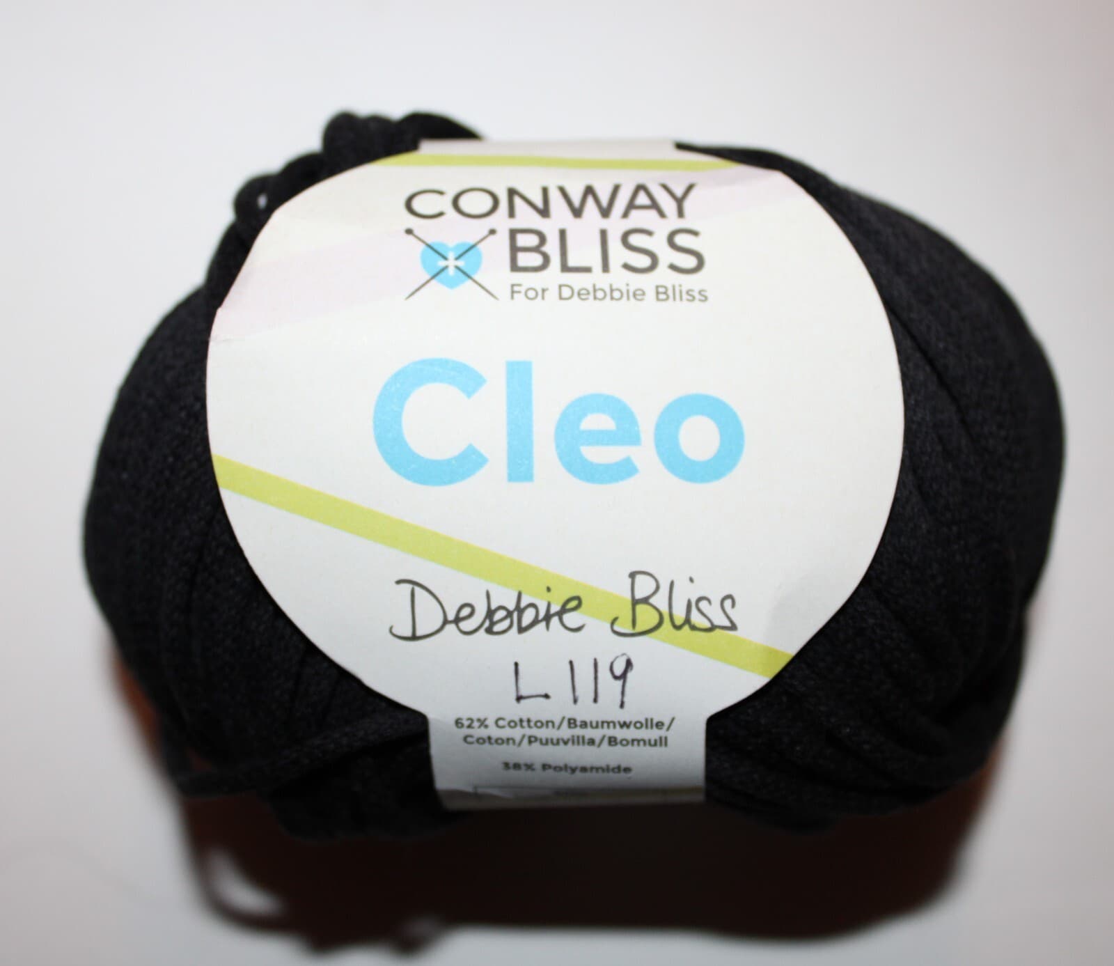 Plymouth Yarn Cleo Col 60001 Black Cotton Nylon 50gr 98yd