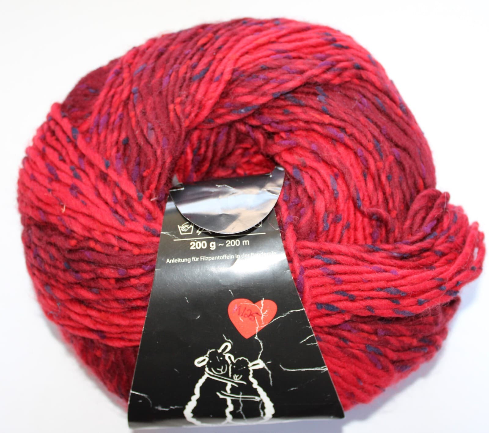 Ferner Wolle Filzmich! Tweed Red with Blue Virgin Wool Nylon 200gr 200m