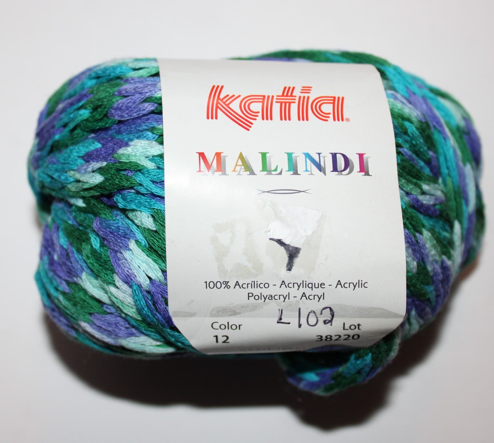 Katia Malindi Col 12 Blue Green Purple Mix 100% Acrylic 100gr 22yards