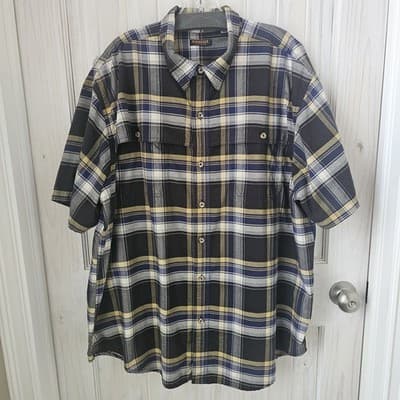 Ridgecut Men's Toughwear Shirt 2XL Plaid Button Up Collared Short Sleeve Pockets