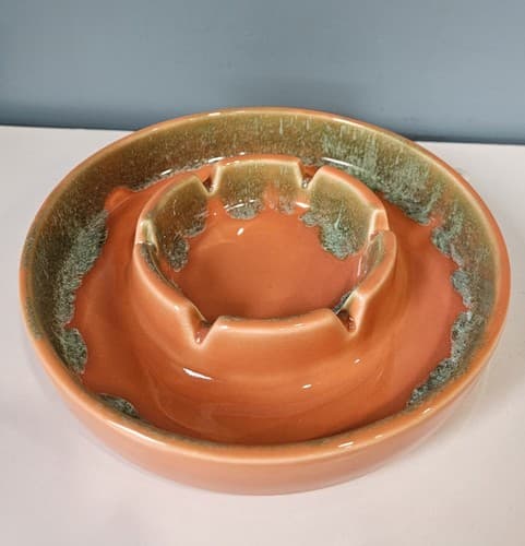Vintage Retro Orange Ashtray USA 3578 Ceramic
