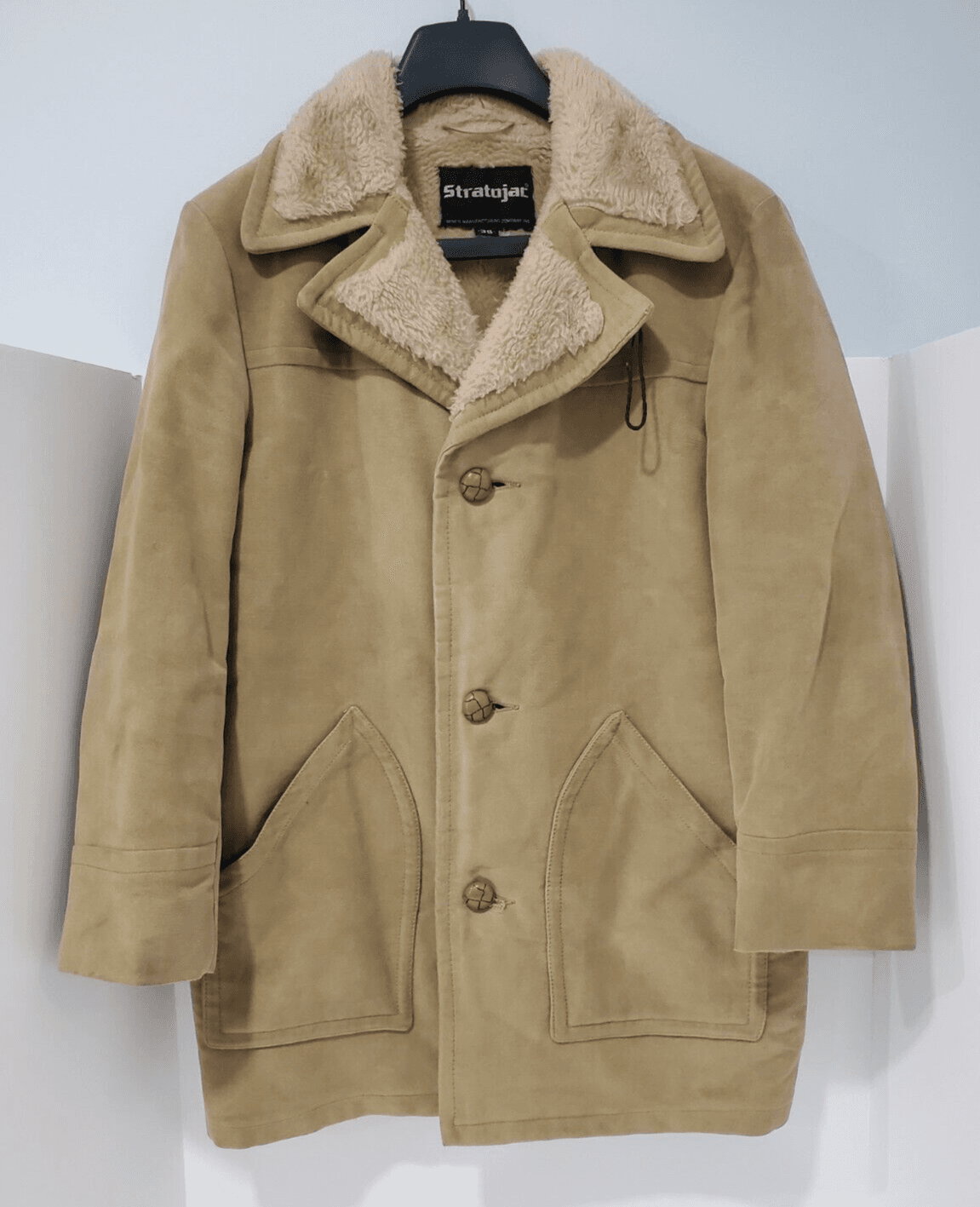 VINTAGE Stratojac Suede Look Pile Lining Coat Jacket Men Size 38
