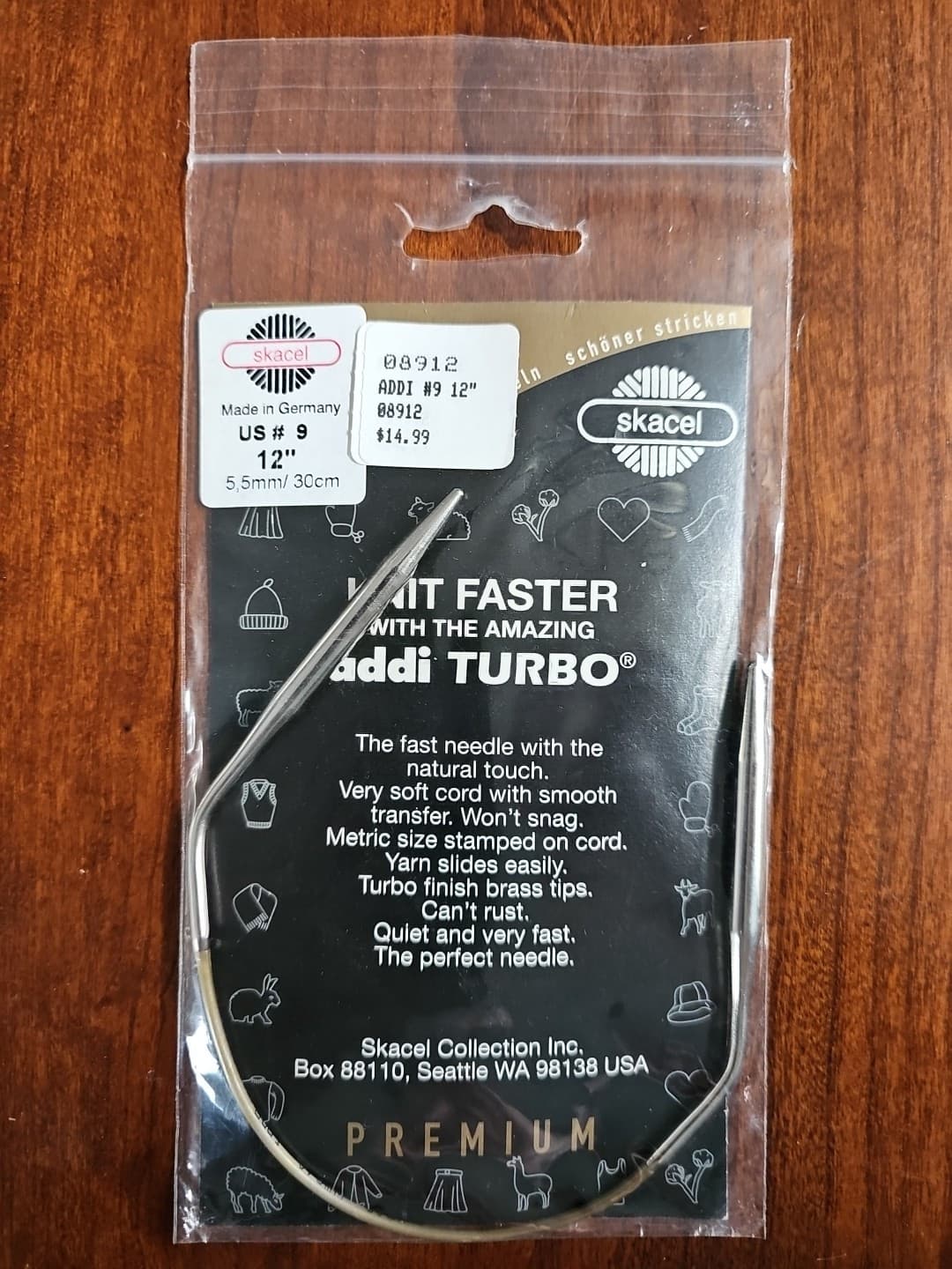 Skacel Knit Faster with Amazing addi Turbo Knitting Needle US9, 5.5mm, 12" 30cm