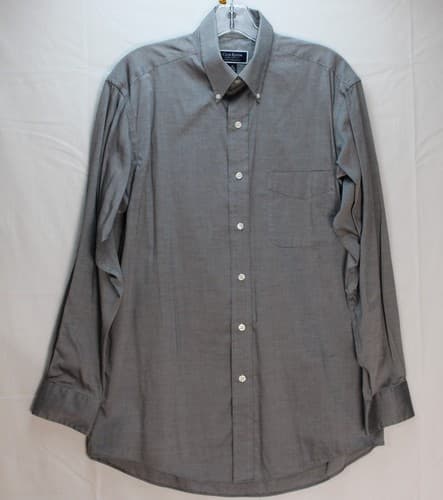Club Room Men's Dress Shirt Size 15 32-33 Reg Fit Gray Performance Cotton