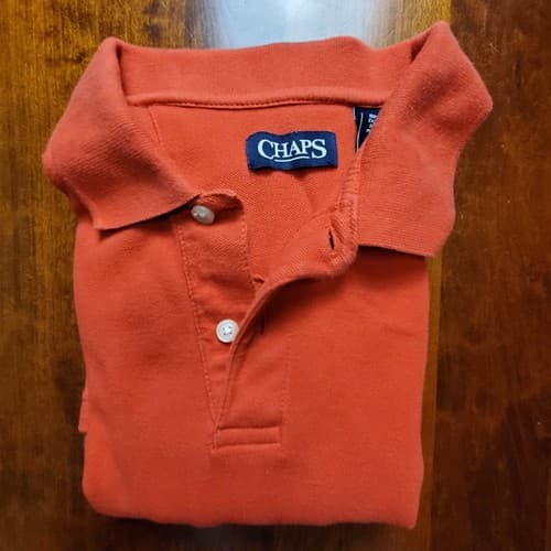 Chaps Men's Large 100% Cotton Orange Short Sleeve Polo