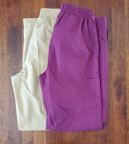Womens Scrubs Pants Small Purple & Beige Scrubstar Polyester Cotton