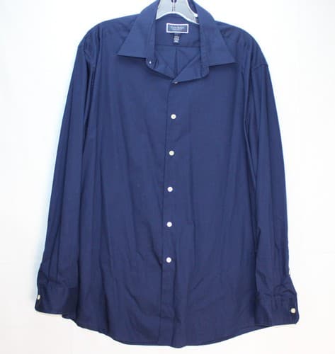 Club Room Men's Dress Shirt 16-16 1/2 Dark Blue Regular Fit 60%Cotton 40%Poly