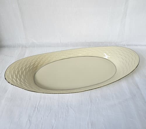 Lenox Bread Tray Celery Platinum Edge Basket Weave 13.5" x 6" Vintage