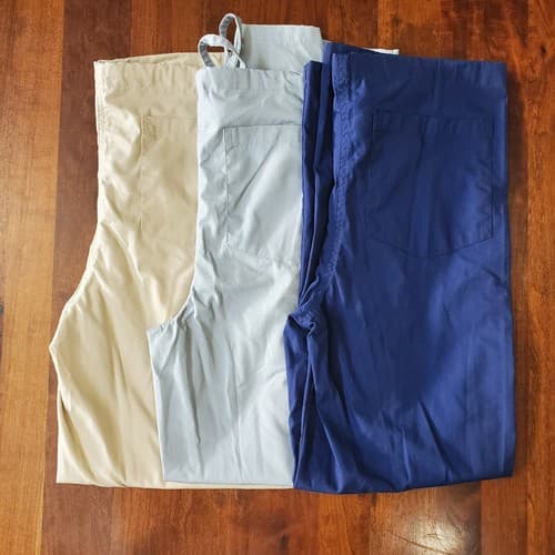 Allheart Scrub Pants Size XS Blue Beige Gray With Rear Pocket