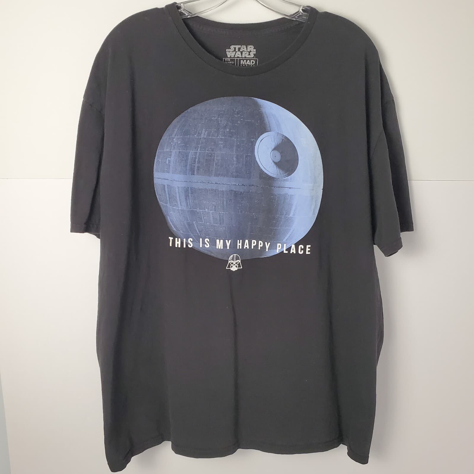 Star Wars Death Star TEE Shirt "This Is My Happy Place" T-Shirt XXL Black Vtg