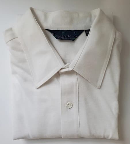 Mens Short Sleeve Button Up Van Heusen Shirt XL White Pockets