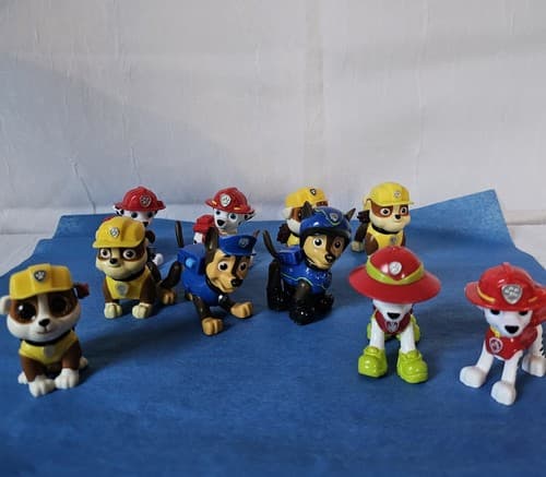 Paw Patrol Figure Lot 10 Poseable Pups Everest Skye Rocky Chase Marshall Zuma