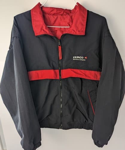 Hartwell Jacket Men’s Large Reversible Windbreaker Rain Coat FEMCO Logo BlackRed