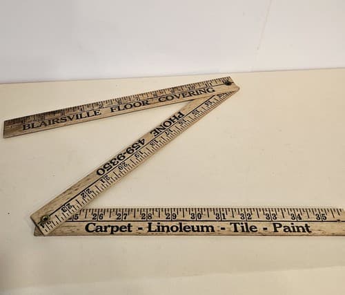 Vintage Wood Tri-Fold 3 Ruler Yardstick Advertising Blairsville Double Sided