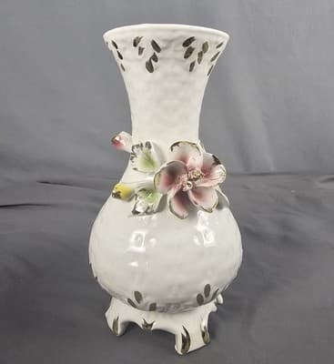 Capodimonte Flowers Vase Vintage 9" Tall Made in Italy