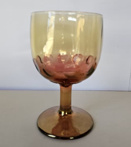 Vintage Marigold Orange Iridescent Carnival Glass Starburst 16 Ounce Goblet