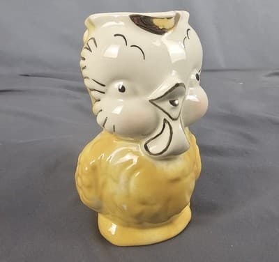 Vintage Shawmee Figural Owl Bird Creamer Yellow 6" Tall