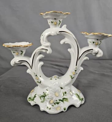ROYAL KENT Poland Daisies 3 Arm Candelabra CIRCA 1990