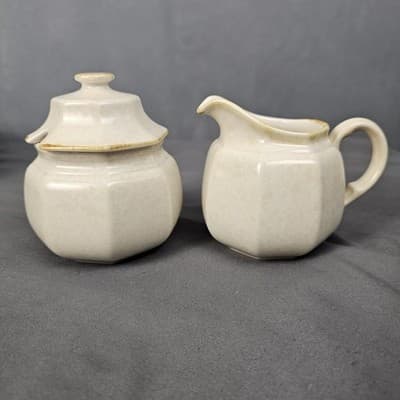 Mikasa Avante Ivory Creamer and Sugar Bowl with Lid Retro Vintage