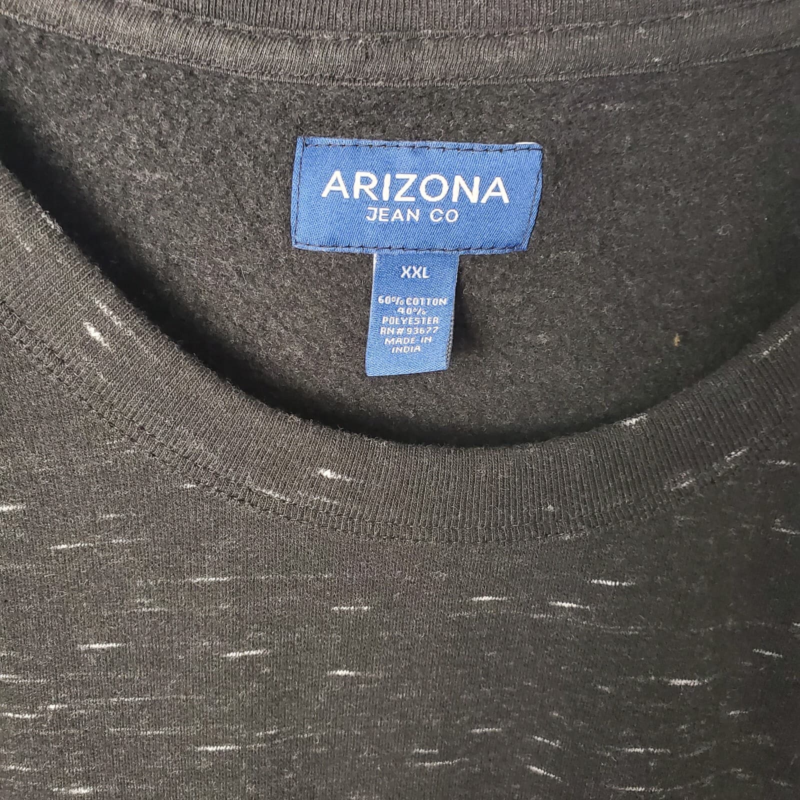 Arizona Jean Co Men’s Sweatshirt XXL Black White Speckled Pullover Crewneck