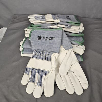 NEW MCR Safety Mustang 1936M Leather Palm Gloves 6-Pairs Size M ~ Free Shipping