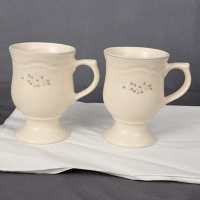 Pfaltzgraff Remembrance Footed Coffee Mugs Vintage Set of 2