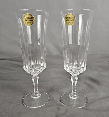 2 Cristal D'Arques-Durand Versailles Champagne glass Wedding toasting flutes