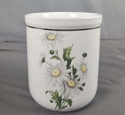 ROYAL KENT Poland Daisies Bucket Utensil Holder Deep Dish CIRCA 1990