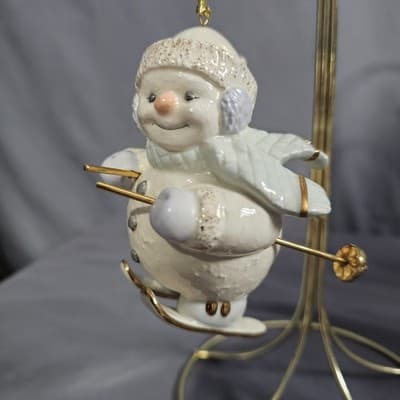 Lenox Skiing Snowman Ornament 5" Tall Handcrafted