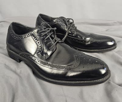 Stacy Adams Shoes Men's Size 10.5 M Black Patent Leather Oxford Lace Up