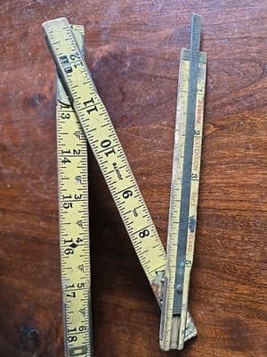 Vintage Evans Extension Rule X40 Wood & Brass Folding Ruler 72" Long