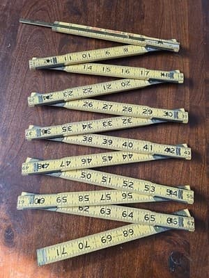 LUFKIN X46 Red End 72" Extension Rule Folding Wood Ruler Vintage Wooden USA